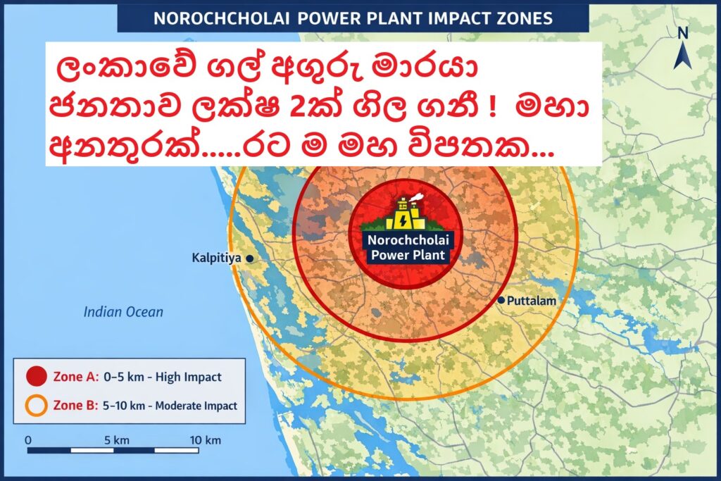 නොරොච්චෝල හා අවට ප්රදේශවල ගල් අඟුරු දහනය නිසා ලක්ෂ දෙකකට ආසන්න ජනතාව දැඩි සෞඛ්ය අවදානමකට!