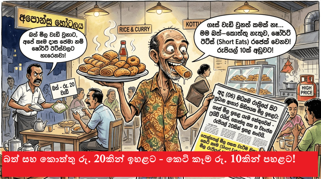 ගෑස් රත් වෙයි: අද මධ්යම රාත්රියේ සිට බත් සහ කොත්තු මිලත් රත් වෙයි!