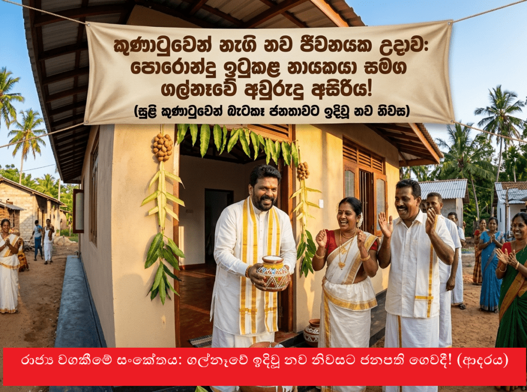 පොරොන්දු ඉටුකළ රතු පහන් තරුව ඔබයි! විපතට පත් ජනතාවට නිවසක් දී ජනපති අවුරුදු සමරයි!