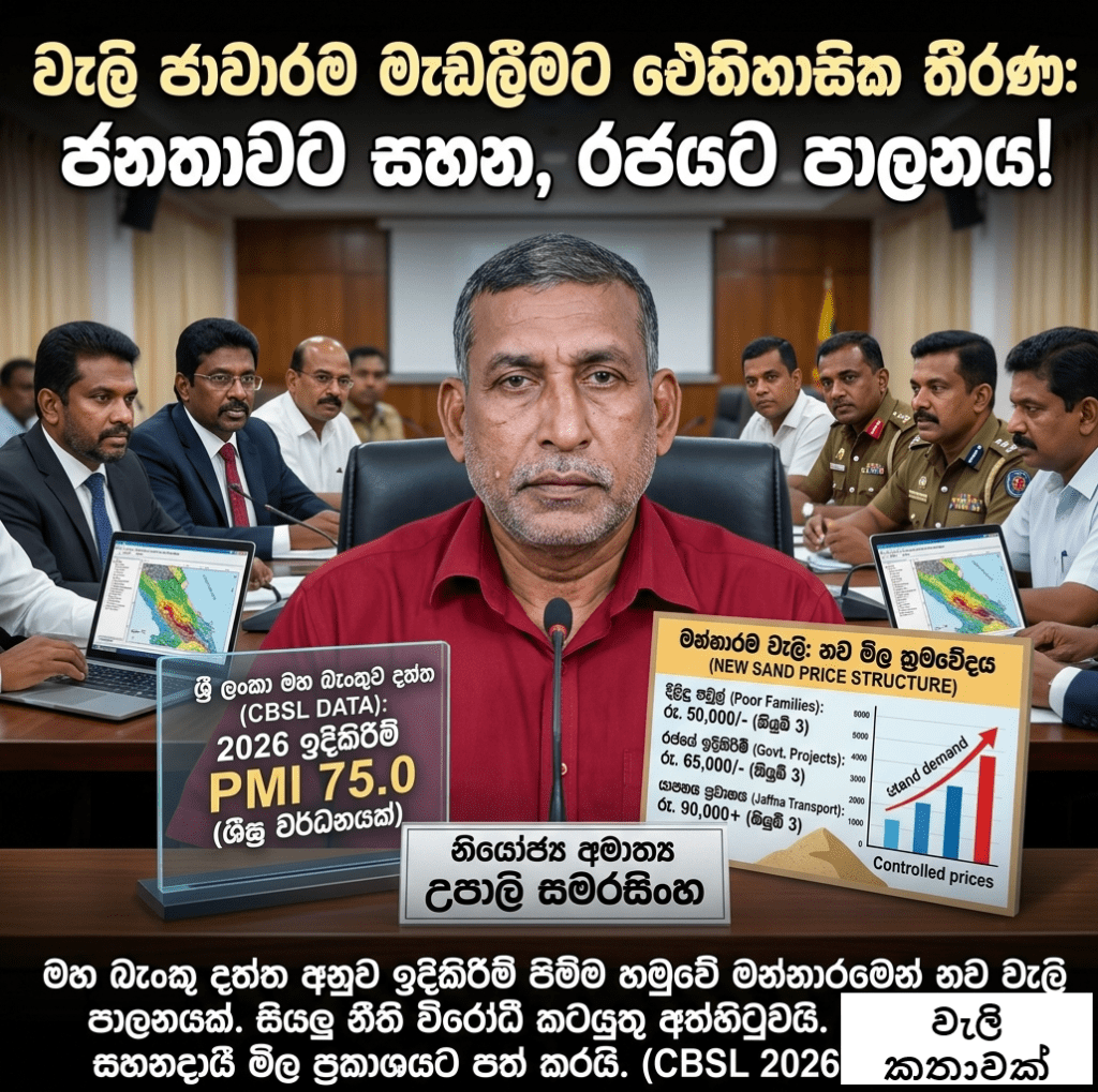 ඉදිකිරීම් ක්ෂේත්රයේ පිම්මට මන්නාරමෙන් නව ජවයක්: වැලි ජාවාරම මැඩලීමට සහ සහන මිලට වැලි ලබාදීමට දැවැන්ත මෙහෙයුමක්