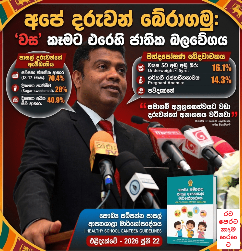 අපේ දරුවන් 70%ක් ‘වස’ කනවා! 2080 වෙද්දී ලෙඩ වන පරපුර බේරාගන්න සෞඛ්ය අමාත්යාංශයෙන් දැඩි තීරණයක්!