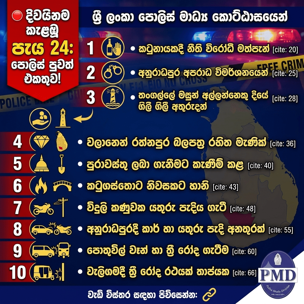 රටම සලිත කළ පැය 24ක පොලිස් මෙහෙයුම් මාලාව මෙන්න! මෙතෙක් නොඇසූ සුවිශේෂී අනාවරණය! රටවටා පොලිස් පුවත් මෙන්න