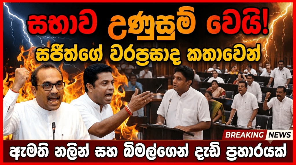 සජිත්ගේ කතාවෙන් පාර්ලිමේන්තුව ගිනි ගනී! නලින් සහ බිමල් කථානායකටත් එරෙහි වෙයි?