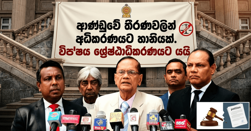 ආණ්ඩුවේ තීරණවලින් අධිකරණයට හානියක්: විපක්ෂය ශ්රේෂ්ඨාධිකරණයට යයි