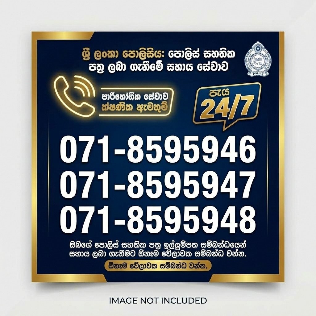 පොලිස් සහතික පත්ර ලබා ගැනීමේදී ඇතිවන ගැටලු සඳහා පැය 24 පුරා ක්රියාත්මක නව දුරකථන අංක!