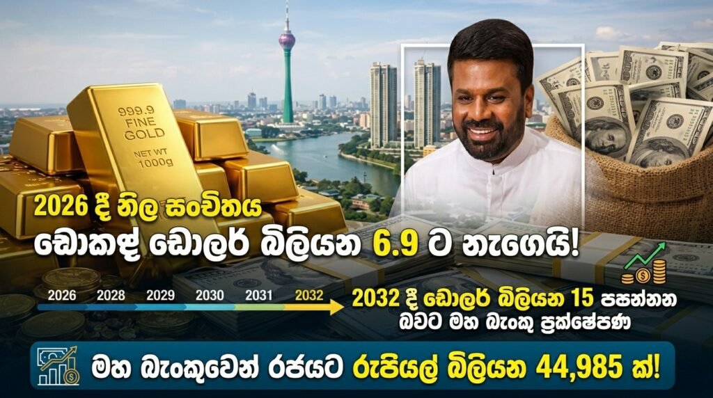 2026 දී නිල සංචිතය ඩොලර් බිලියන 6.9 ට නැඟෙයි!
