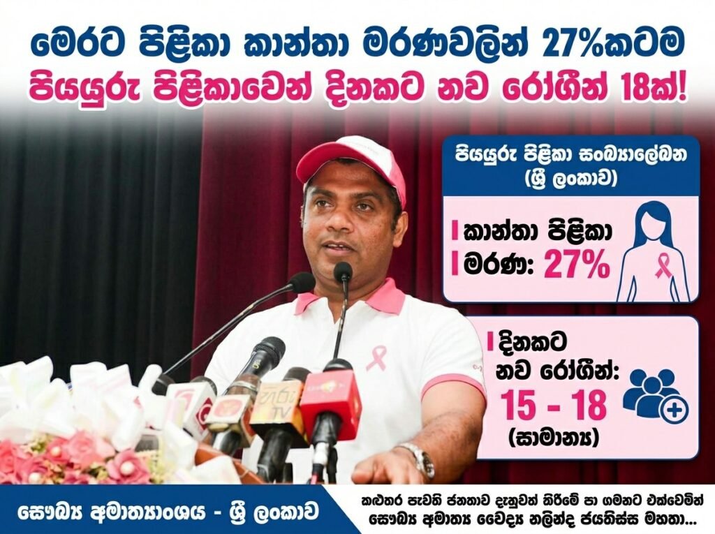 මෙරට පිළිකා කාන්තා මරණවලින් 27%කටම වගකියන පියයුරු පිළිකාවෙන් දිනකට නව රෝගීන් 18ක්!