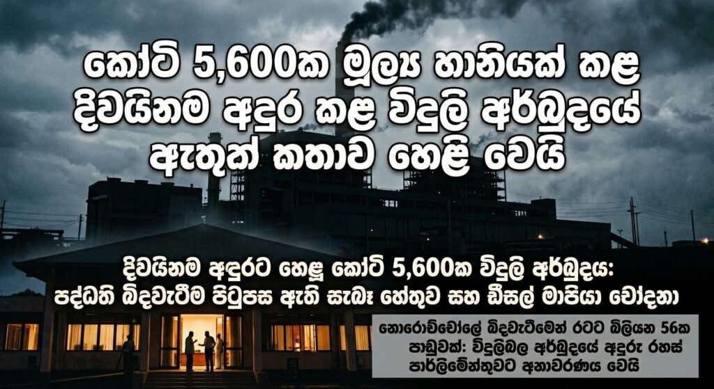 කෝටි 5,600ක මූල්ය හානියක් කළ දිවයිනම අඳුර කළ විදුලි අර්බුදයේ ඇතුළත් කතාව හෙළි වෙයි!
